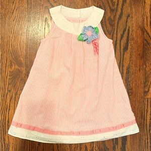 Copper Key Pink and White Striped Dress with Floral Detail